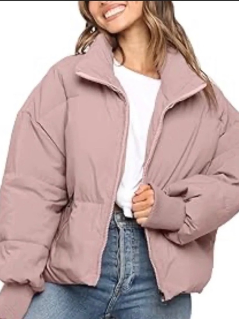 KYL Winter Puffer Jacket Oversized ZipUp Puffy Bubble Down Short Quilted Sz M